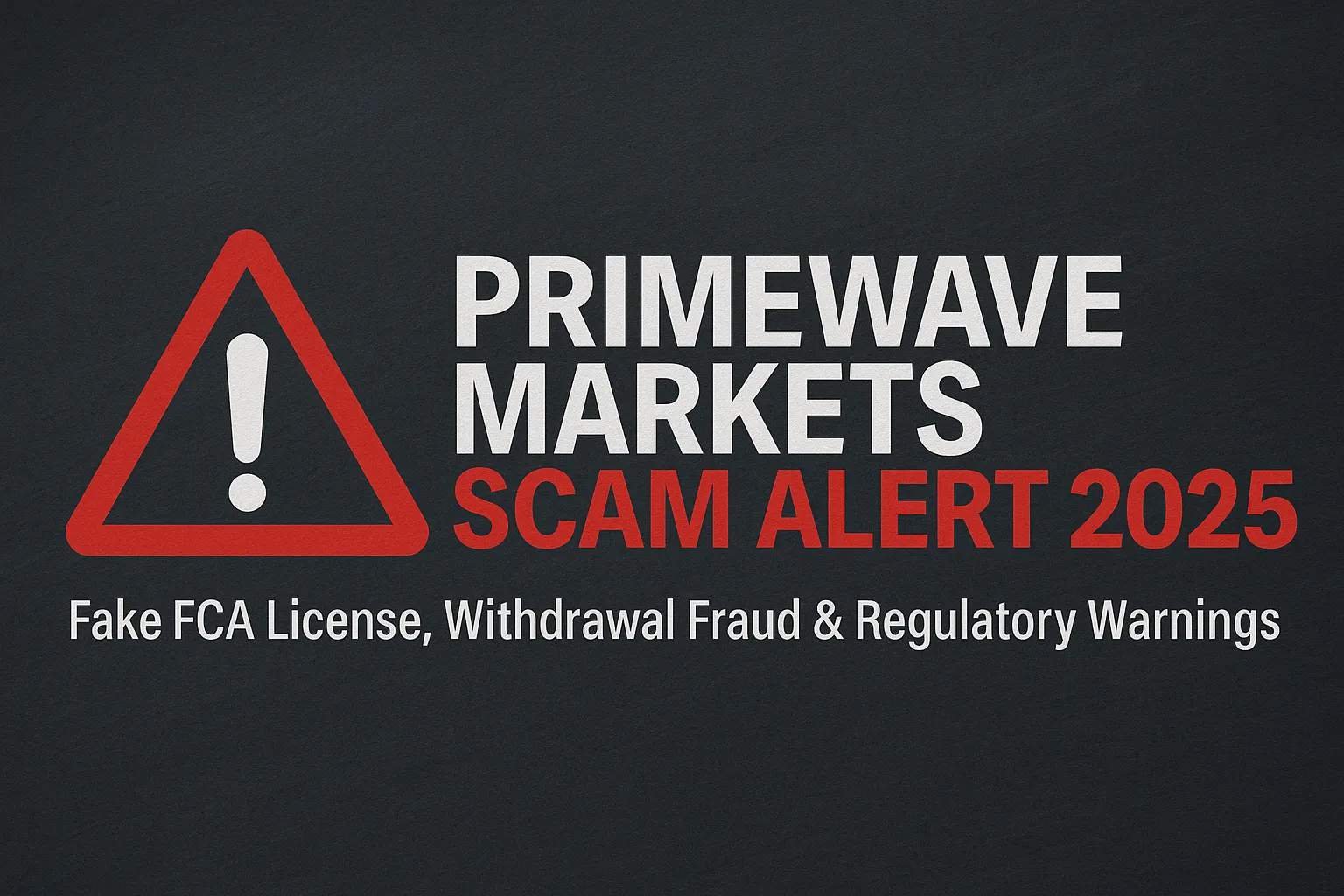 PrimeWave Markets詐欺警告2025｜偽FCAライセンス・出金詐欺・各国当局の警告を徹底解説
