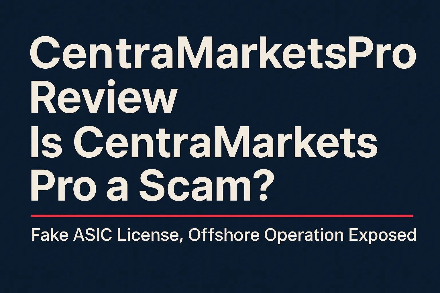 CentraMarketsPro Review｜Is CentraMarketsPro a Scam? Fake ASIC License, Offshore Operations & Withdrawal Fraud Explained