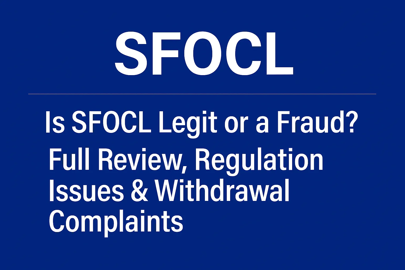 SFOCL Scam Broker Exposure | Is SFOCL Legit or a Fraud? Full Review, Regulation Issues & Withdrawal Complaints