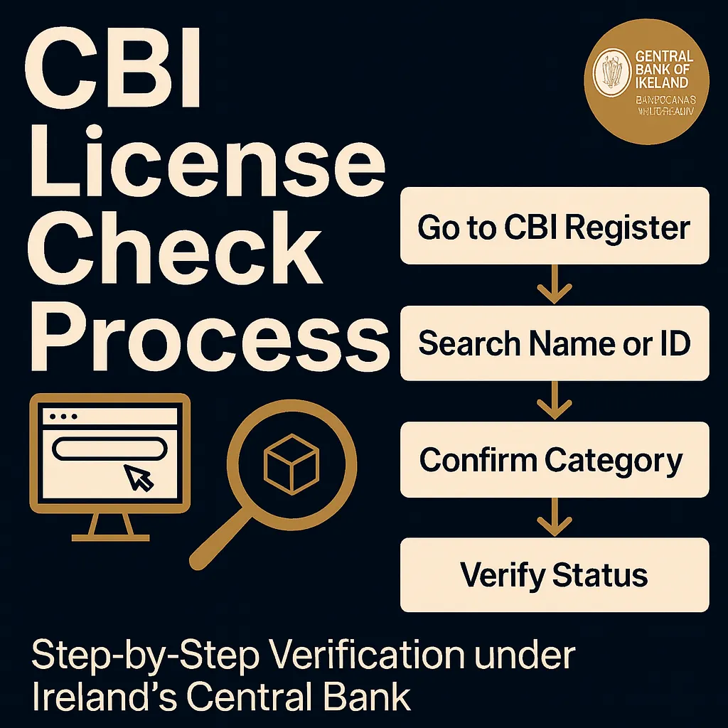 Процесс запроса лицензии Центрального банка Ирландии (CBI).