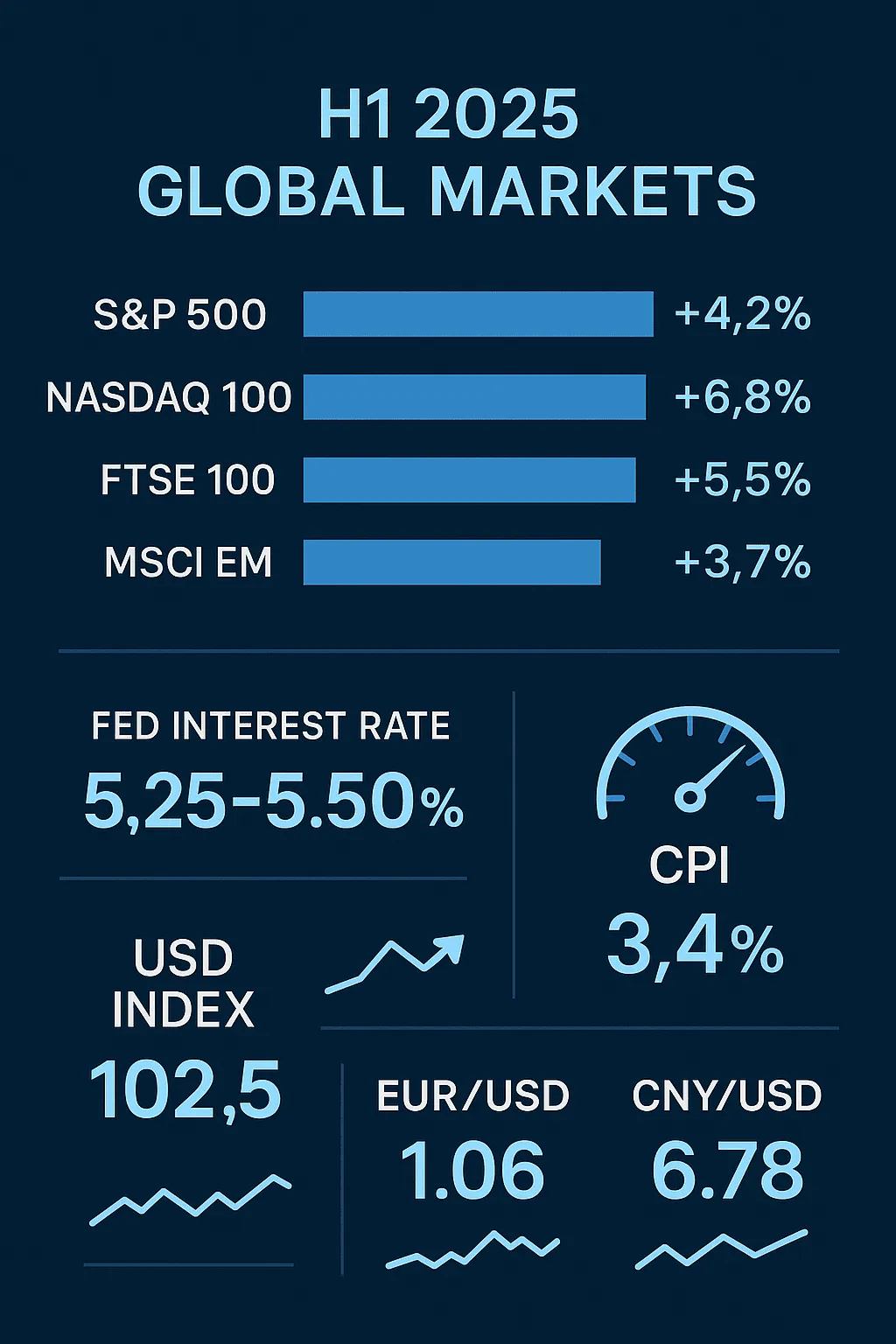 The latest trends of S&P 500, Nasdaq, and FTSE 100: stock index trends and investment opportunities in H1 2025