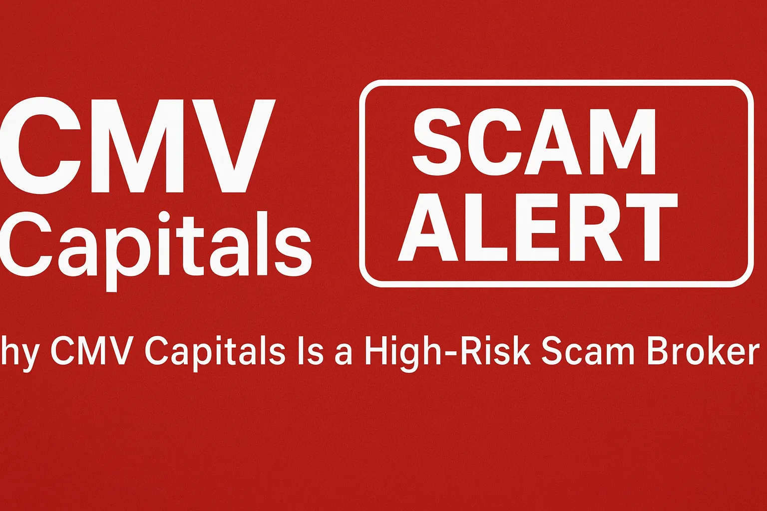 CMV Capitals Scam Exposed | Why is CMV Capitals a Fraudulent Platform? Comprehensive Investigation and Risk Warning