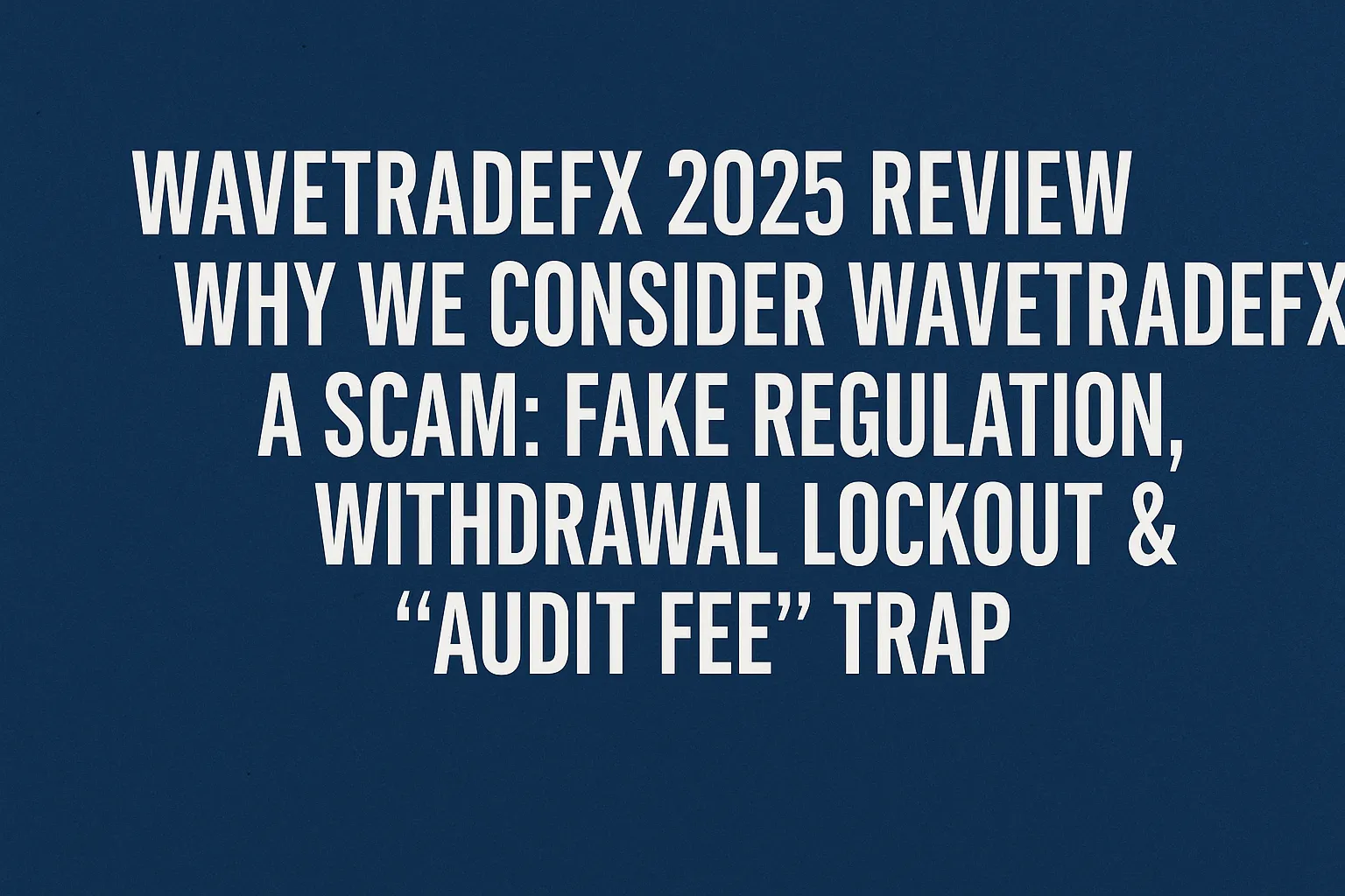 WaveTradeFX Scam Analysis 2025 | Why We Believe It’s a Fraudulent Broker: Fake Regulation, Withdrawal Blocks & Audit Fee Trap