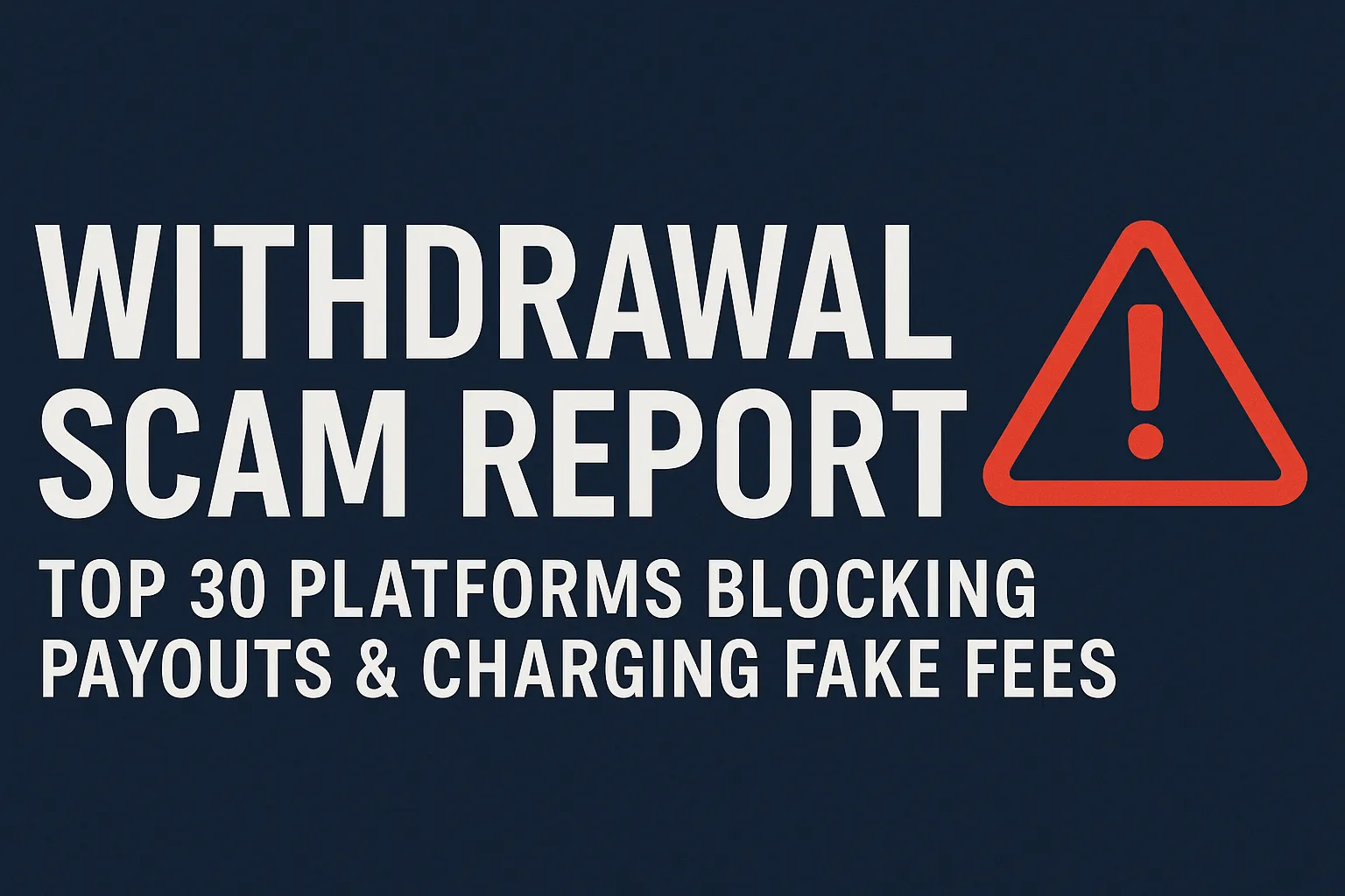 2025 Withdrawal Scam Report | Top 30 Platforms Blocking Payouts & Charging Fake Fees